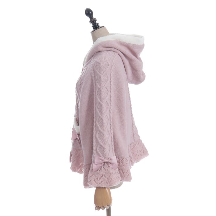 ハート編柄裏ボアニットケープ[品番：IGAW0006944]｜axes femme