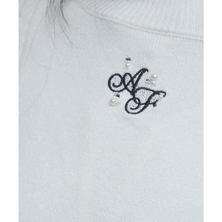 ビジュー付ロゴ刺繍ニット[品番：IGAW0005629]｜axes femme