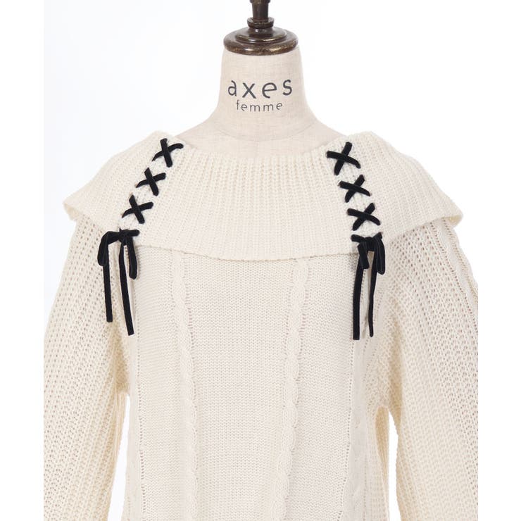 W編み上げニットチュニック[品番：IGAW0005705]｜axes femme