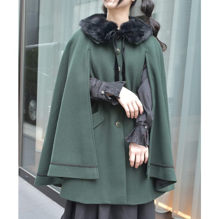 ファー襟付ケープコート[品番：IGAW0005595]｜axes femme（アクシーズ