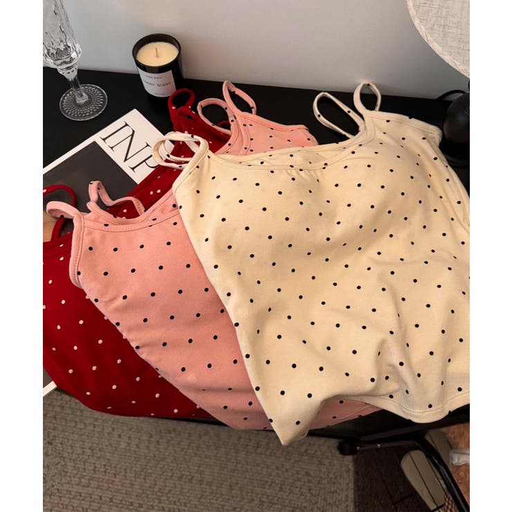 ドット柄レーヨンキャミソール[品番：XT000013452]｜aimoha （アイモハ