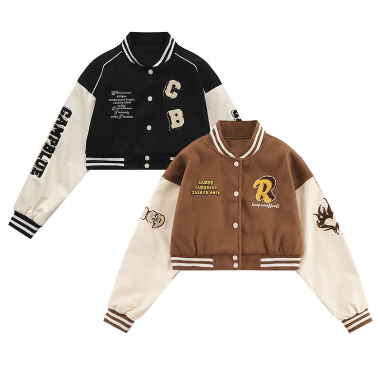 ブルゾン【HOOK】アメカジワッペン刺繍スタジャンジャケット