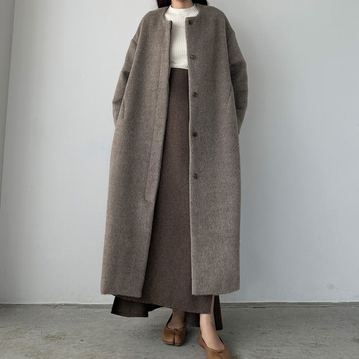 Louere シャギーノーカラーコクーンロングコート[品番：AMTW0009642