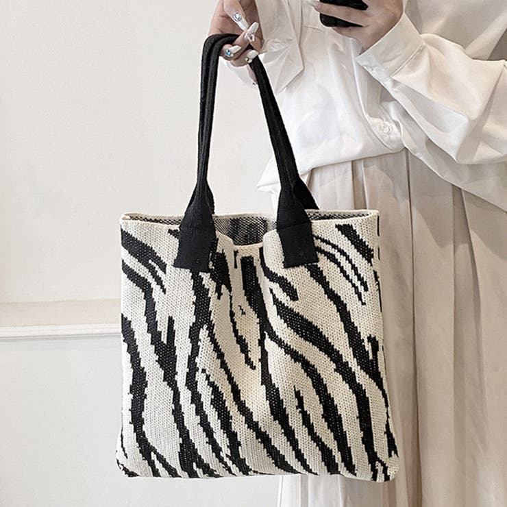 ニットバッグ トートバッグ 大容量かばん[品番：AGCW0004572