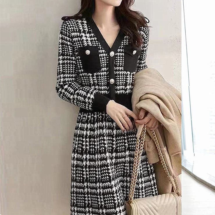 千鳥柄セットアップツイード風セクシー[品番：AGCW0002780]｜SUNSHINE