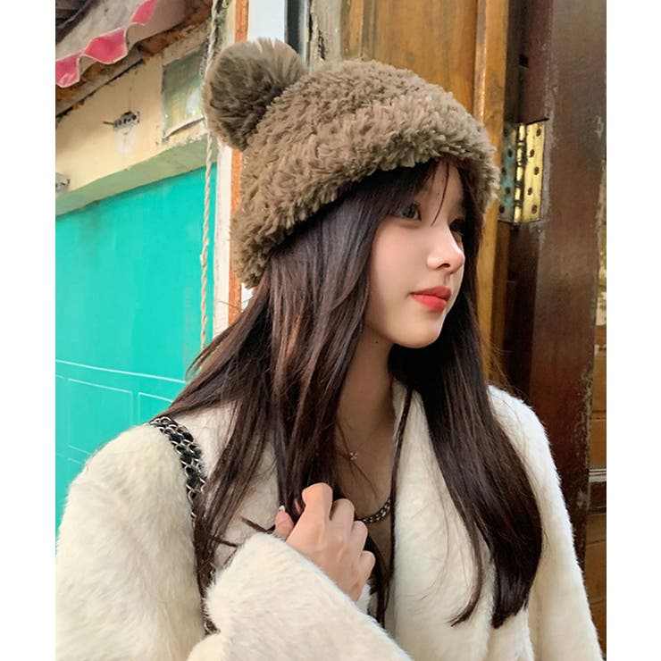 くま耳ニット帽 小顔 レディース 韓国風[品番：AGCW0005086]｜SUNSHINE