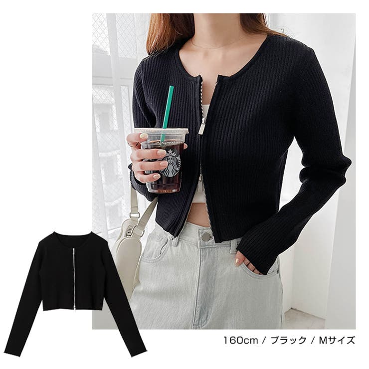 ダブルジップ リブ ニット[品番：AZ000004567]｜andme（アンドミー）の