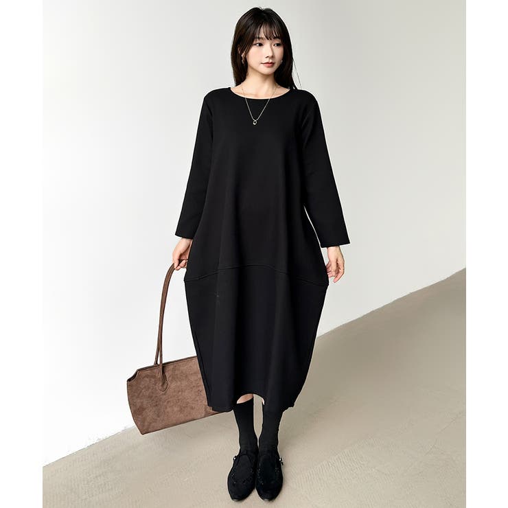 裏起毛 コクーンワンピース コットンリネンワンピース[品番