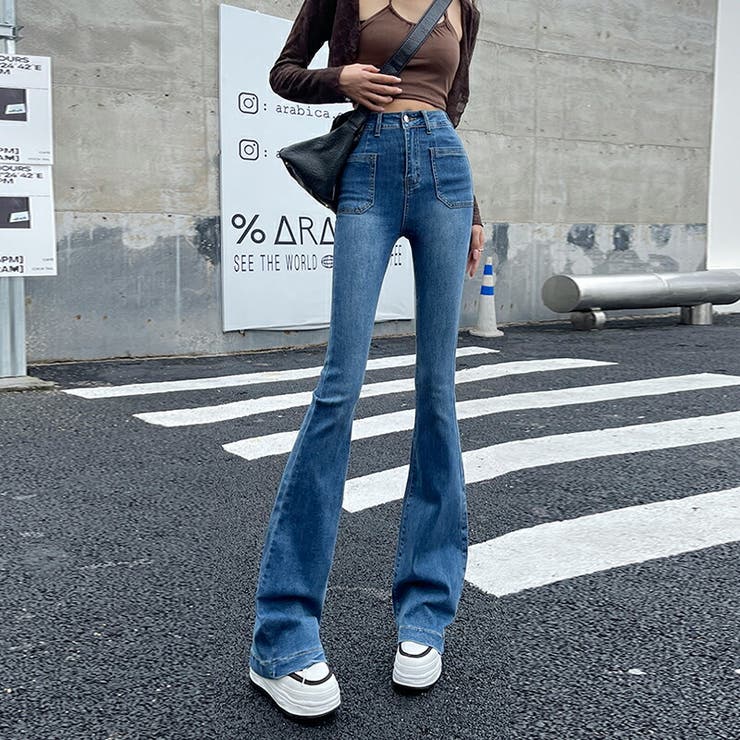 デニム ハイウエストフレアパンツ ブーツカット[品番：COCW0004899