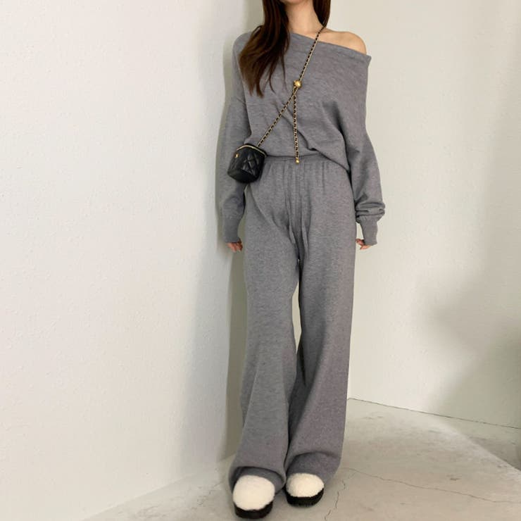 オフショルダー セットアップ ニット[品番：COCW0006282]｜COCOMOMO