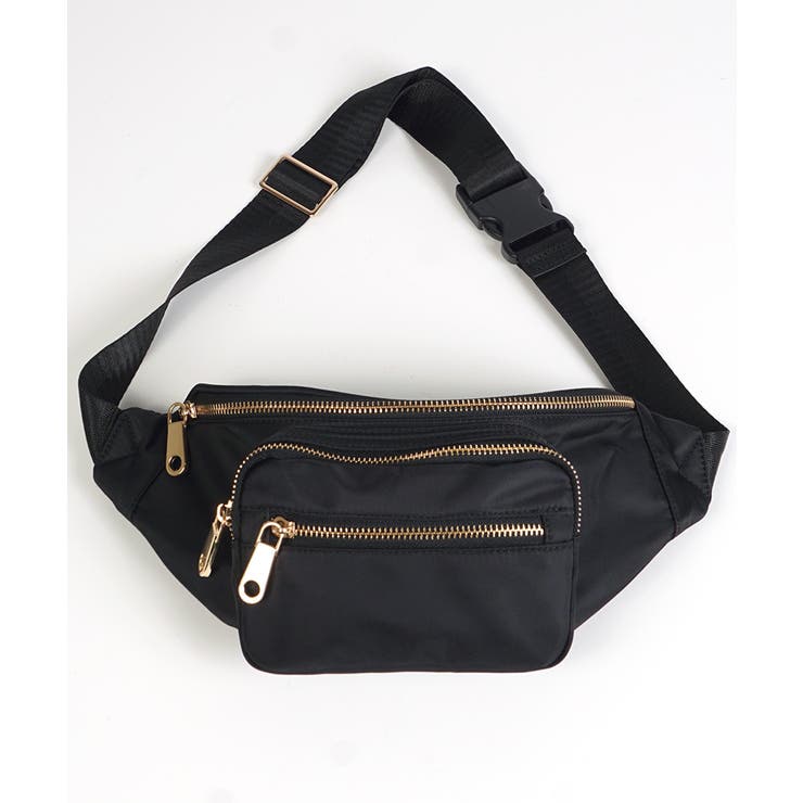 ゴールド金具シンプルボディバッグ 石田一帆さん着用(ウエストポーチ