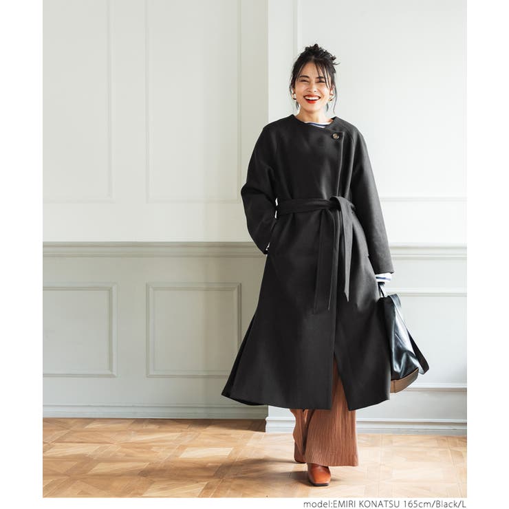 極上ウールタッチノーカラーコート[品番：PA000012096]｜coca（コカ