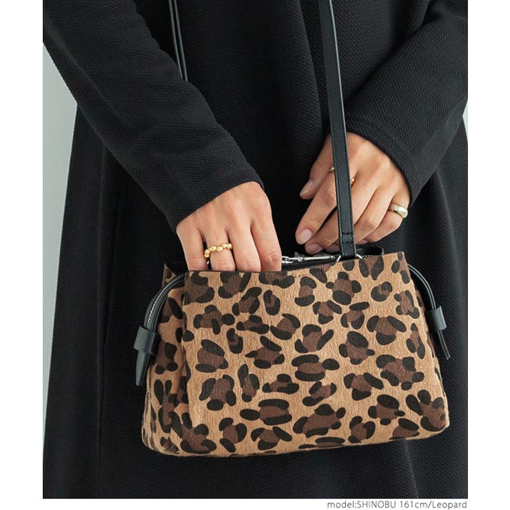 レオパード柄ハラコショルダーミニバッグ[品番：PA000013284]｜coca