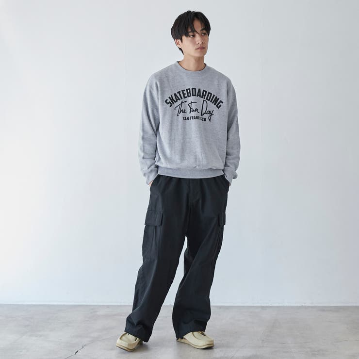 PARKIES裏毛プリントスウェット（グレー）[品番：COEW0004959]｜coen