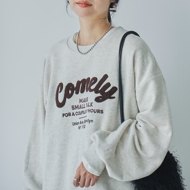 アソートロゴ刺繍裏毛クルーネックスウェット[品番：COEW0006517