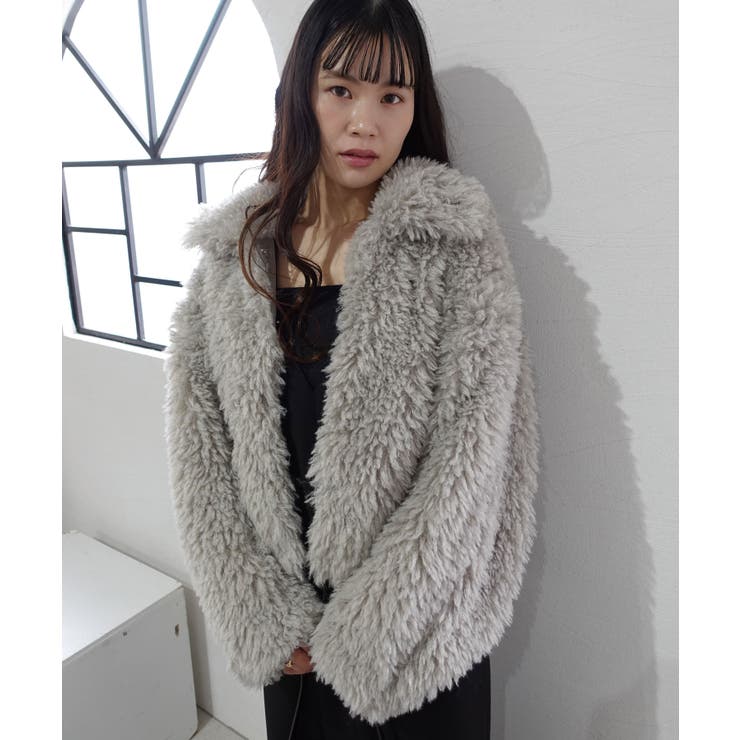 プードルボア2wayカラーショートジャケット ファーコート コート[品番