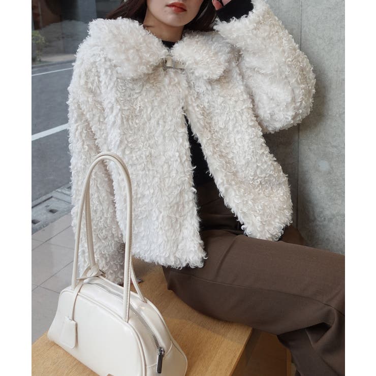 プードルボア2wayカラーショートジャケット ファーコート コート[品番