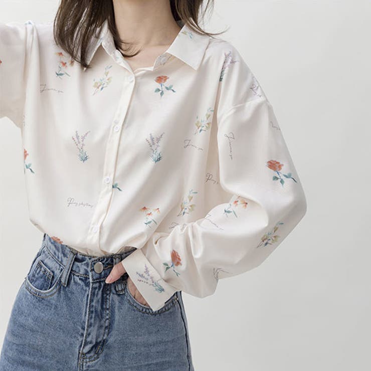柄シャツ 小花柄 ブラウス[品番：DCTW0004070]｜Decorative