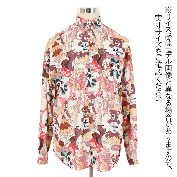 柄シャツ 森の動物柄 長袖[品番：DCTW0003707]｜Decorative