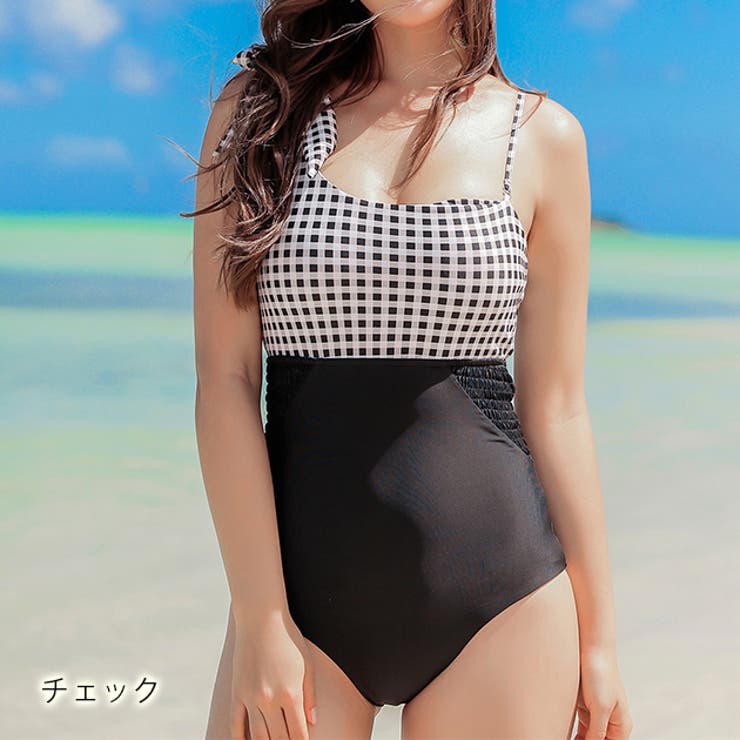 ワンショルダー リボンデザイン バイカラーワンピース[品番