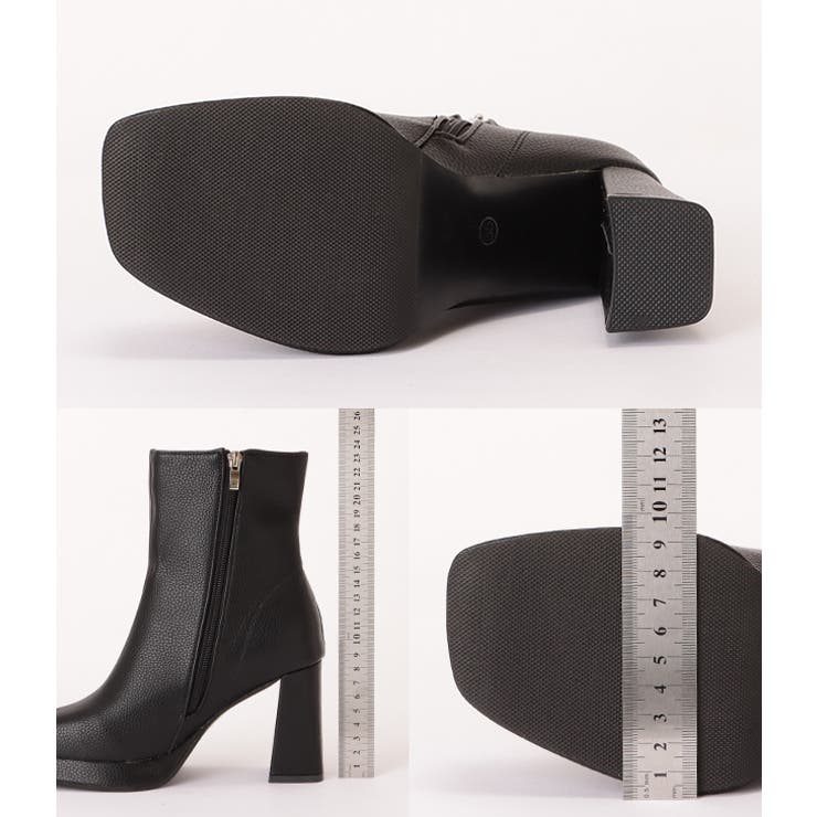 チャンキーヒール ショートブーツ PUレザー[品番：LCLW0003824