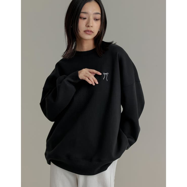 裏起毛ハートorリボンワンポイント刺繍スウェット[品番：GS000022518