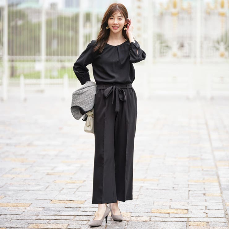 4点セット】ツイードジャケットワイドパンツセットアップ[品番