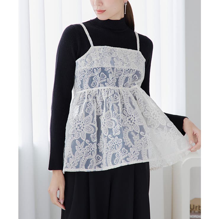 刺繍レースペプラムビスチェ キャミソール ビスチェ[品番：GW000004697