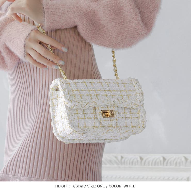 ツイードデザインチェーンショルダーミニバッグ/23609[品番