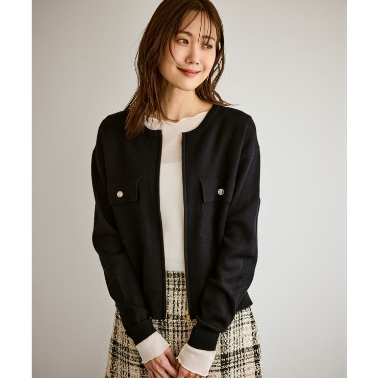 WEB限定】ミラノリブダブルジップニットカーディガン[品番