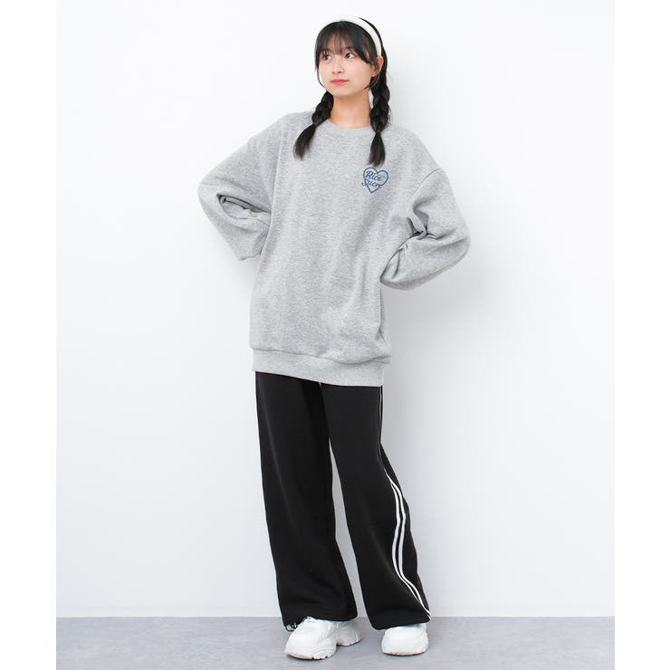 裏起毛ハートロゴプリントトレーナー トップス あったか[品番