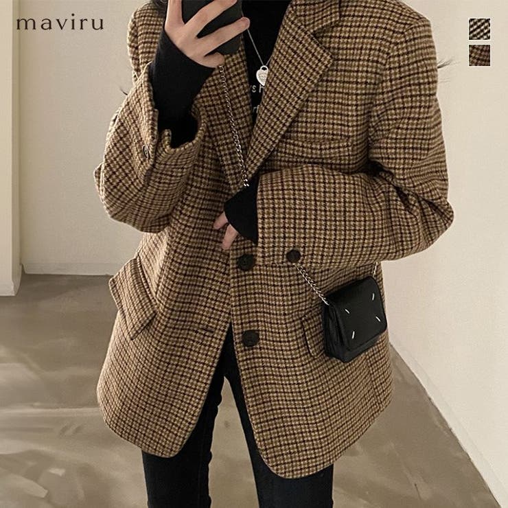 ウールライクチェックテーラードジャケット アウター テーラード