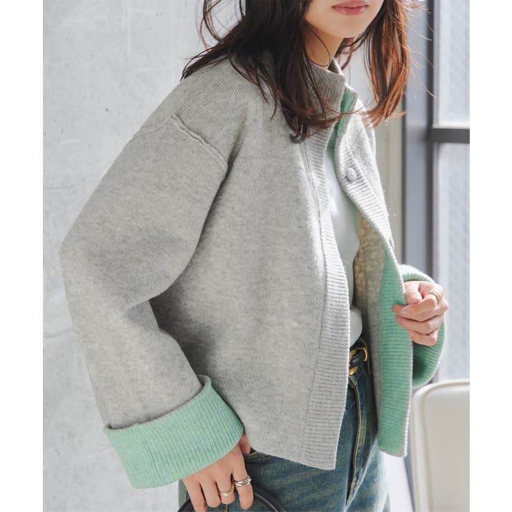 袖バイカラーニットジャケット［N1207］[品番：KO000015614]｜KOBE