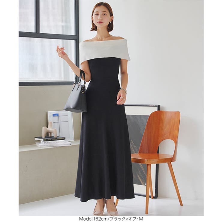 マルチway フィット＆フレアオフショルニットワンピース［E3410］[品番