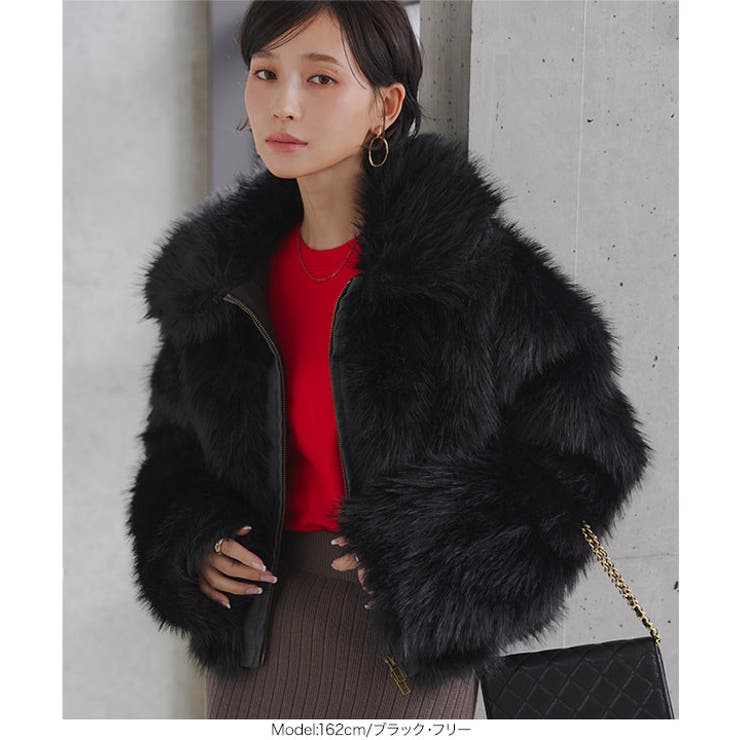 ミックスロングファーブルゾンコート［K1403］ ミックス ファー[品番