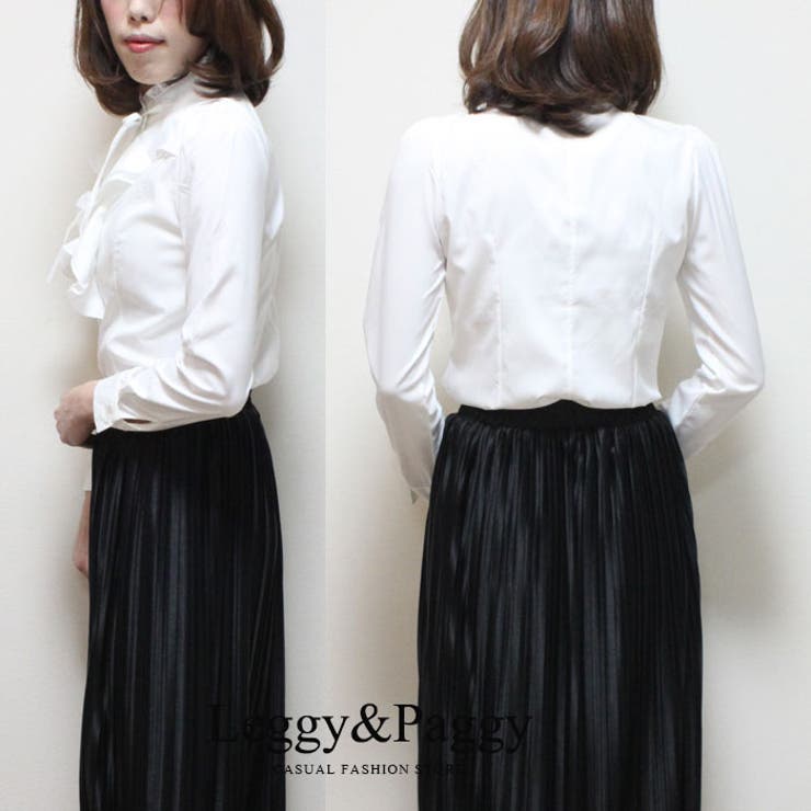 スタンドフリルブラウス 入学式 卒業式[品番：ELEW0000839