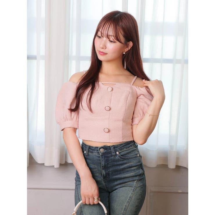 ツイードオフショルトップス[品番：LINW0002651]｜LIPSERVICE（リップ