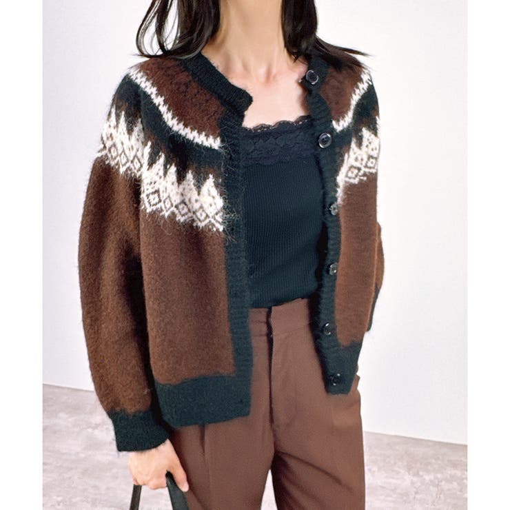 2025AW新作】ノルディック柄ニットカーディガン[品番：LOSW0009166