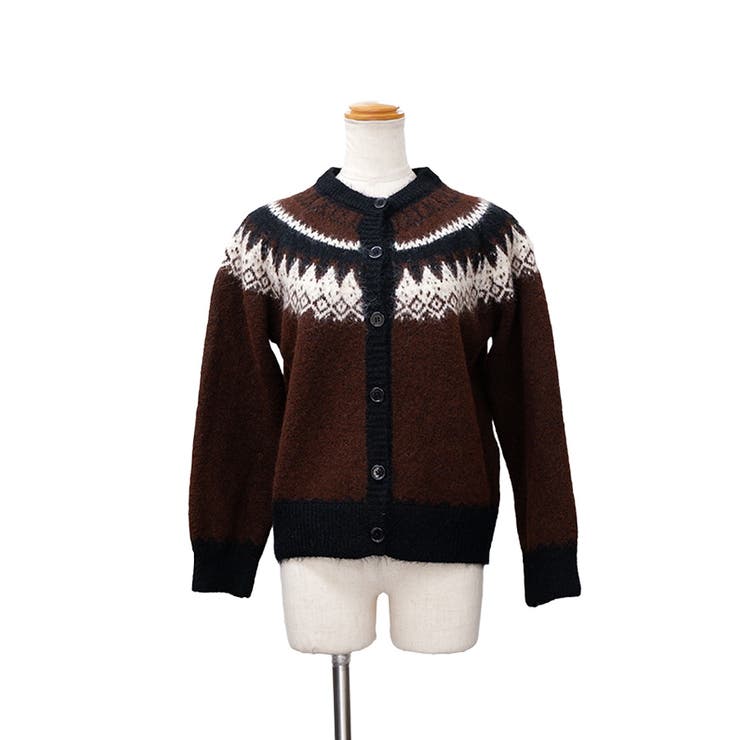 2025AW新作】ノルディック柄ニットカーディガン[品番：LOSW0009166