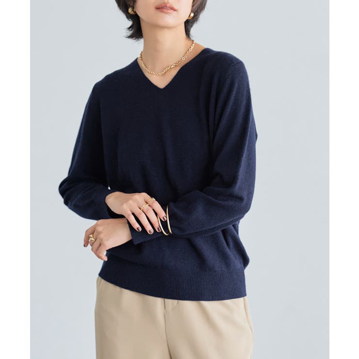 RASW カシミヤ100％Vネックニット セーター ベーシック 冬[品番