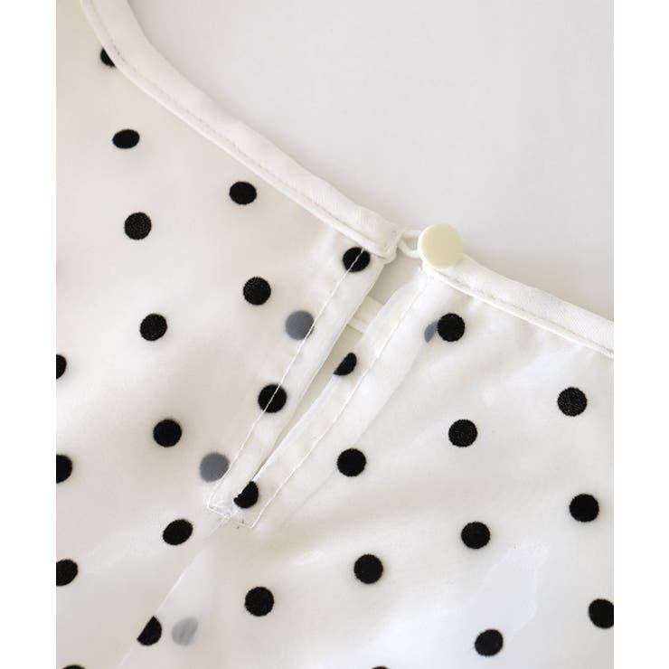 フロッキードット半袖ブラウス ブラウス ドット[品番：PRTW0004907