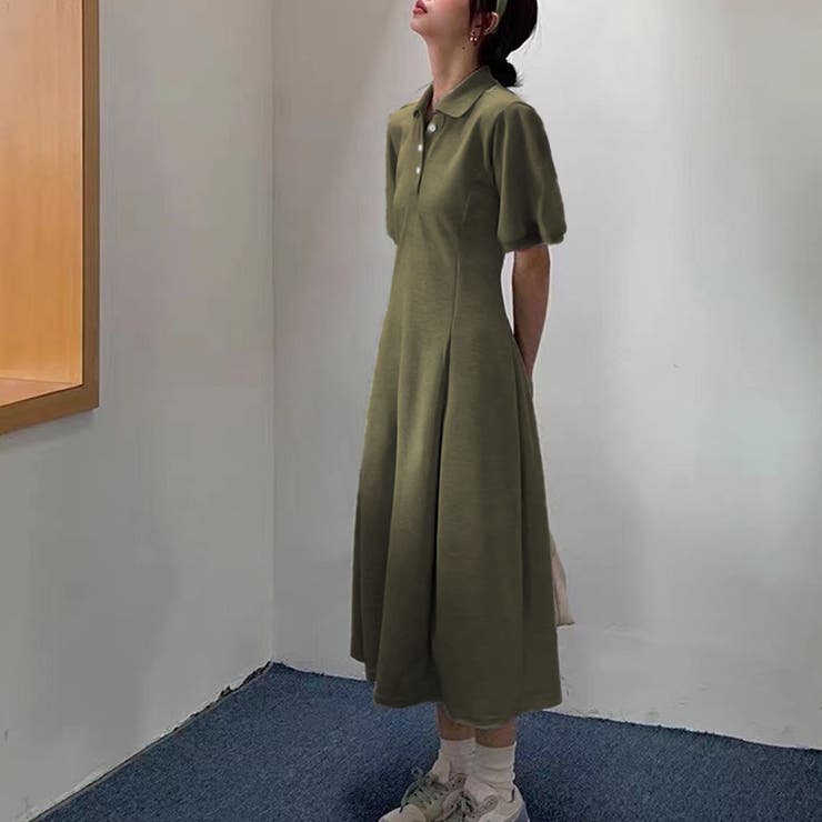 ポロ衿フレアワンピース[品番：PVBW0003433]｜privatebeach