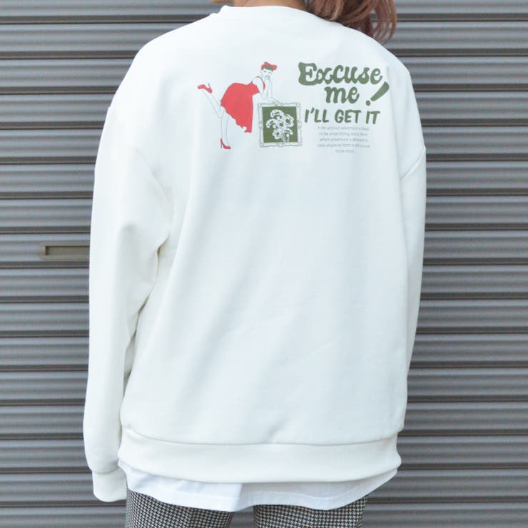 レディバックプリントプルオーバー トレーナー スウェット[品番