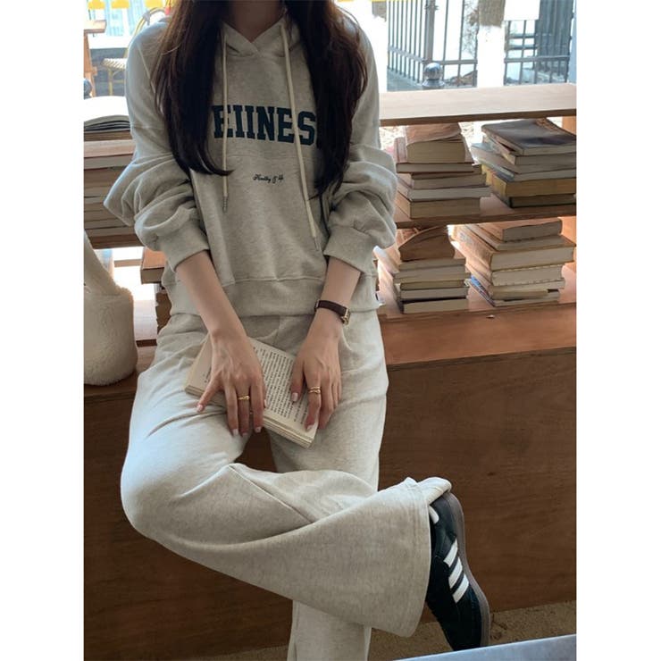 カジュアル スウェット セットアップ 韓国ファッション 2color[品番