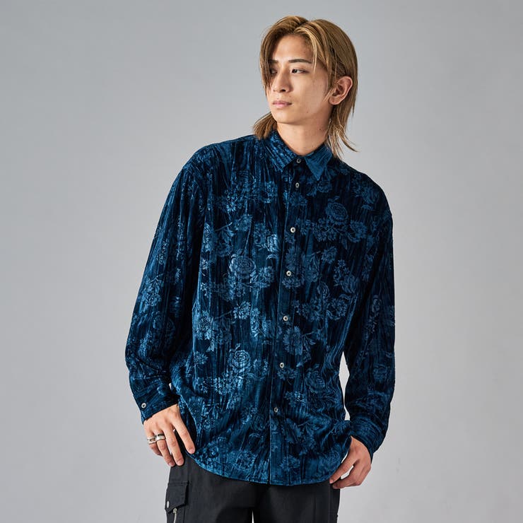 フラワーエンボスベロアシャツ[品番：LEVM0009269]｜REGIEVO（レジエボ