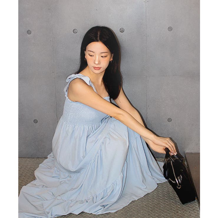 肩リボンキャミソールワンピース 韓国 春夏[品番：KH000014702]｜VIVID