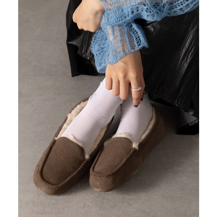 UGG】ANSLEY ウールボアスリッポン ローファー モカシン アンスレー