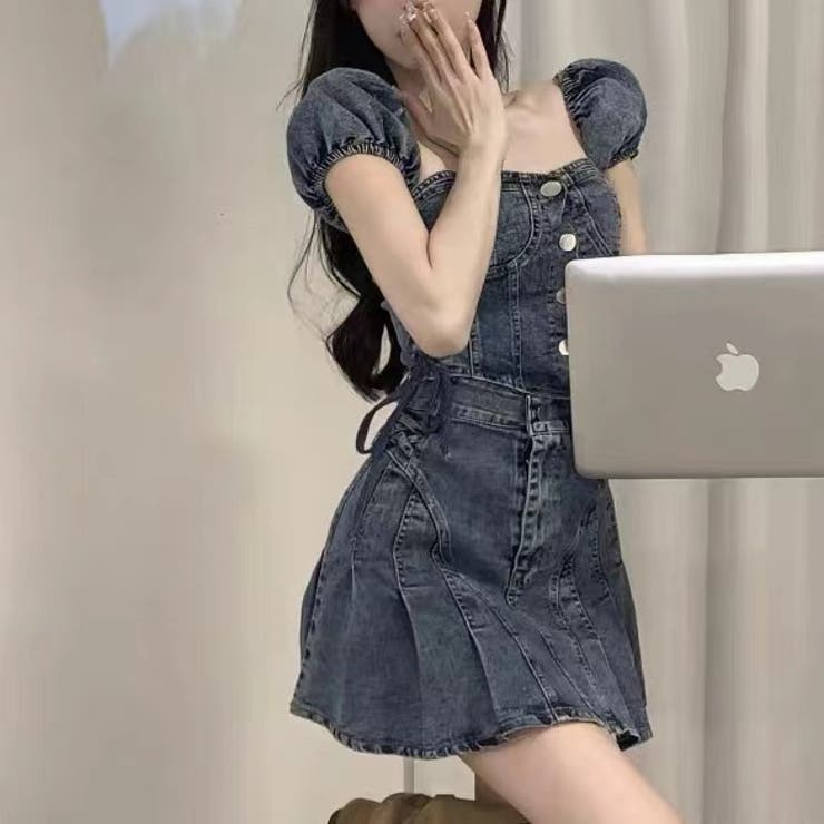 デニムセットアップ】デニムトップス×デニムミニスカート2点セット