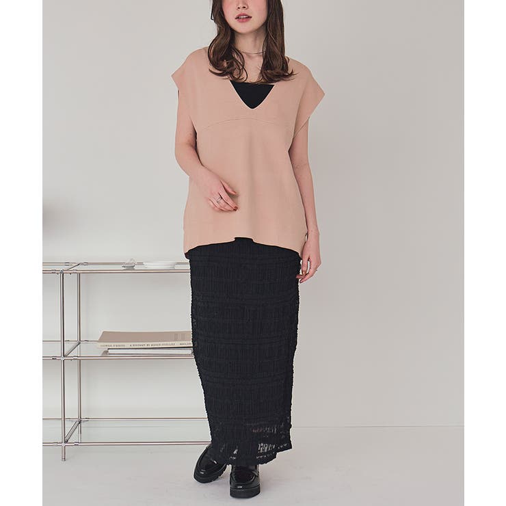 深Vネックニットベスト レイヤードアイテムとしても万能 トップス[品番