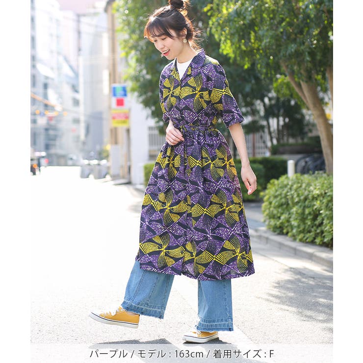 ShantiShantiアフリカンプリントシャツワンピース 1172216160…[品番